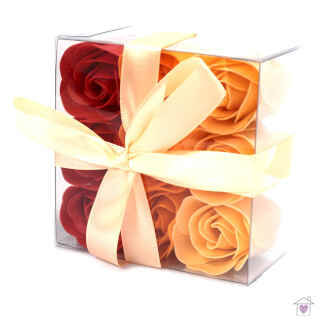 Set of 9 Soap Flowers- Peach Roses