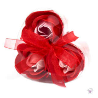 Set of 3 Soap Flower Heart Box- Red Roses