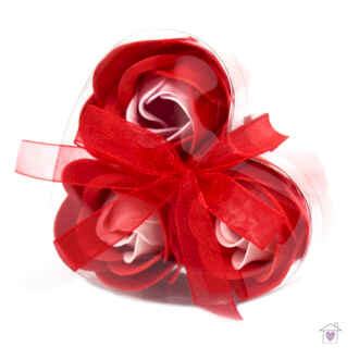 Set of 3 Soap Flower Heart Box- Red Roses