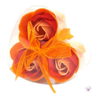 Set of 3 Soap Flower Heart Box- Peach Roses
