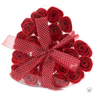 Set of 24 Soap Flower Heart Box- Red Roses