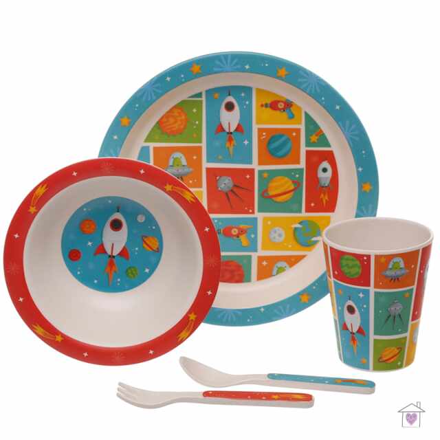 Space Kids Bamboo Dinner Set