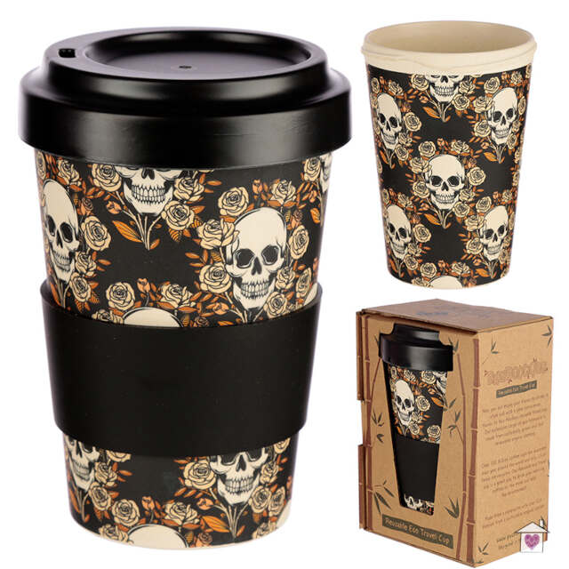 Skulls and Roses Bamboo Travel Mug - Image 6