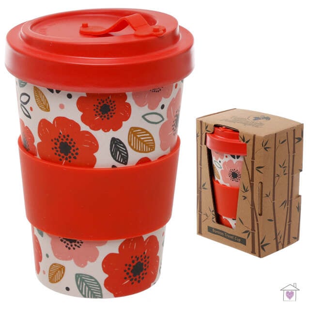 Poppy Fields Screw Top Bamboo Travel Mug - Image 4