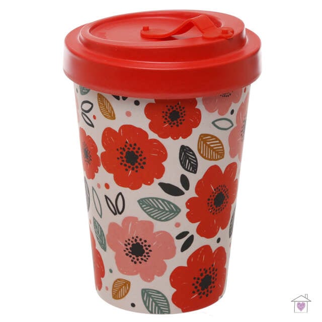 Poppy Fields Screw Top Bamboo Travel Mug