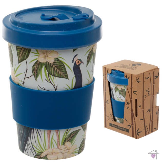 Peacock Screw Top Bamboo Travel Mug - Image 4