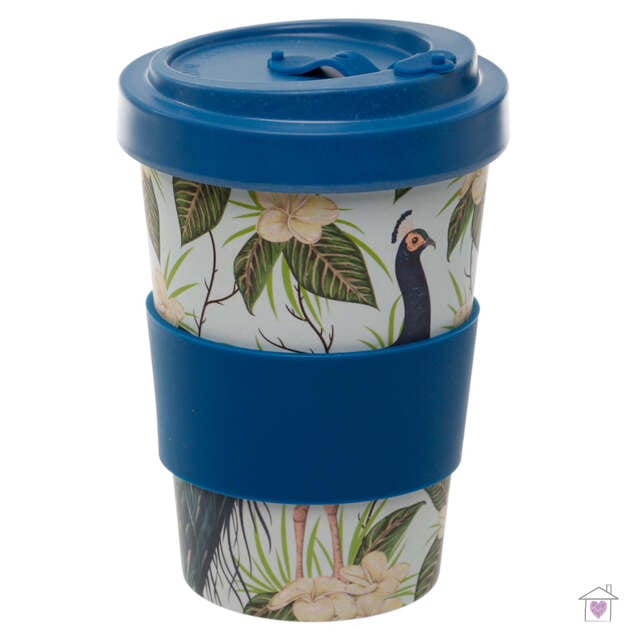 Peacock Screw Top Bamboo Travel Mug - Image 3