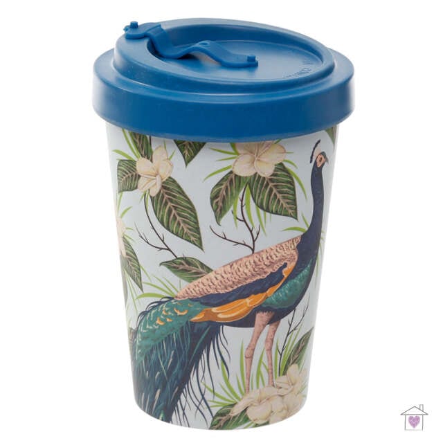 Peacock Screw Top Bamboo Travel Mug - Image 2