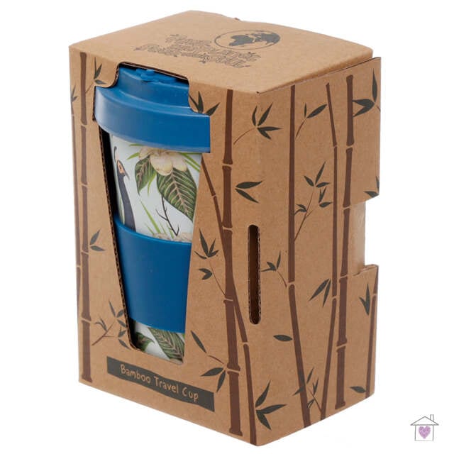 Peacock Screw Top Bamboo Travel Mug - Image 5