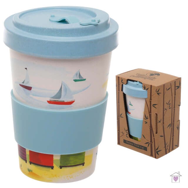 Beach Screw Top Bamboo Travel Mug - Image 4