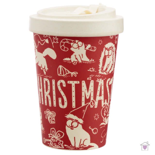 Christmas Simon's Cat Screw Top Bamboo Travel Mug - Image 2