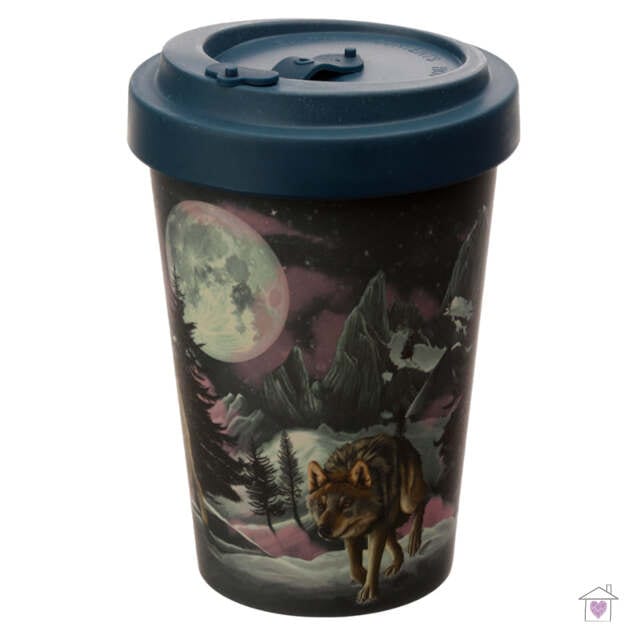Protector of the North Wolf Reusable Screw Top Bamboo Travel Mug