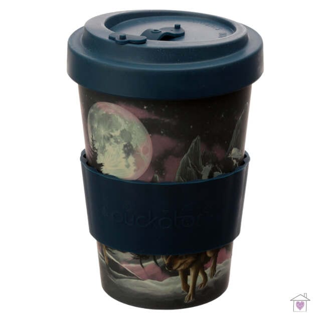 Protector of the North Wolf Reusable Screw Top Bamboo Travel Mug - Image 4
