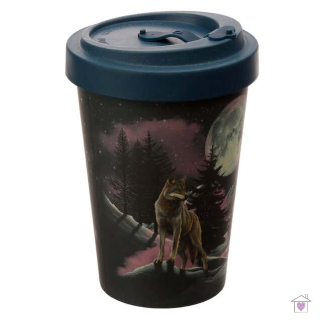 Protector of the North Wolf Reusable Screw Top Bamboo Travel Mug - Image 3