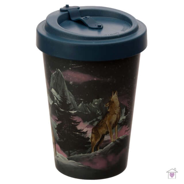 Protector of the North Wolf Reusable Screw Top Bamboo Travel Mug - Image 2