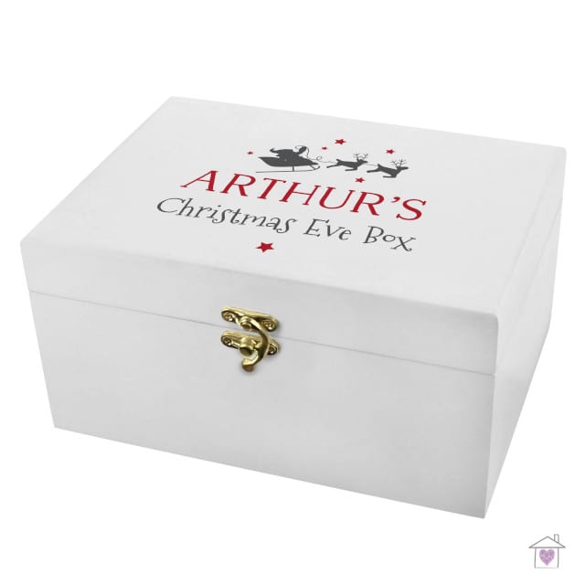 Personalised Christmas Eve White Wooden Box - Image 2