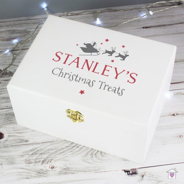 Personalised Christmas Eve White Wooden Box - Image 4