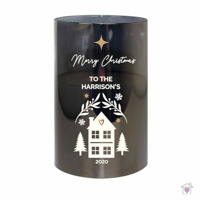 Personalised Christmas Smoked Glass LED Candle - Image 2