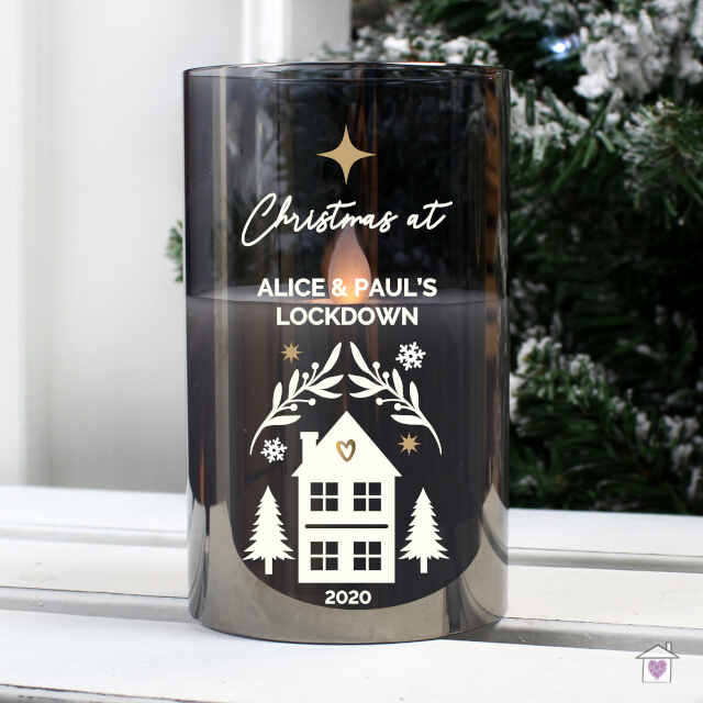 Personalised Christmas Smoked Glass LED Candle - Image 3