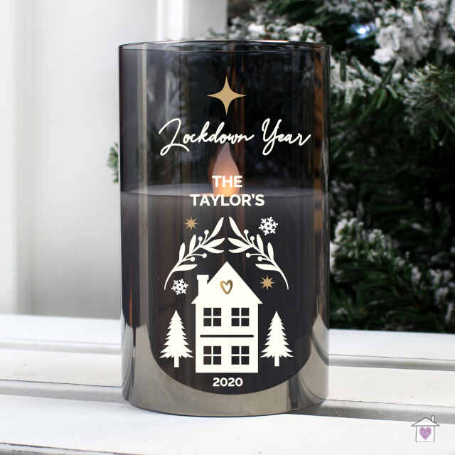 Personalised Christmas Smoked Glass LED Candle - Image 4