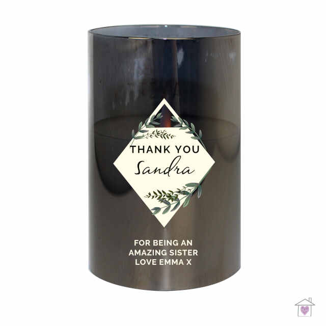 Personalised Festive Smoked Glass LED Candle - Image 2