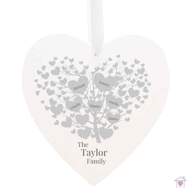 Personalised Family Tree Large Wooden Heart - Image 2