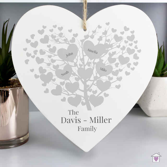 Personalised Family Tree Large Wooden Heart - Image 3