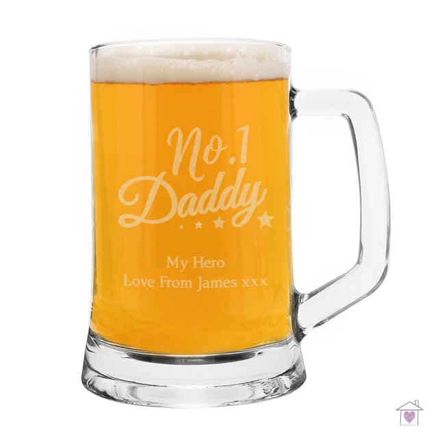 Personalised No.1 Daddy Glass Pint Stern Tankard - Image 2
