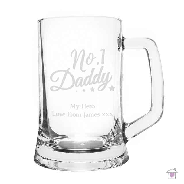 Personalised No.1 Daddy Glass Pint Stern Tankard - Image 4