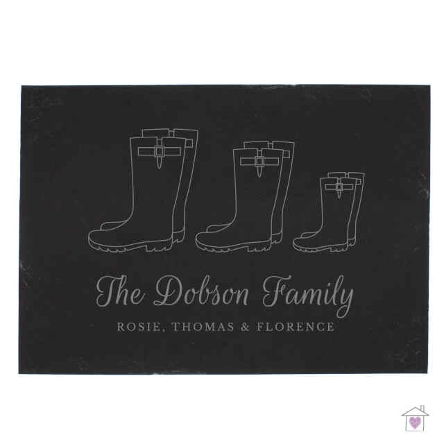 Personalised Welly Boot Family of Three Slate - Image 2