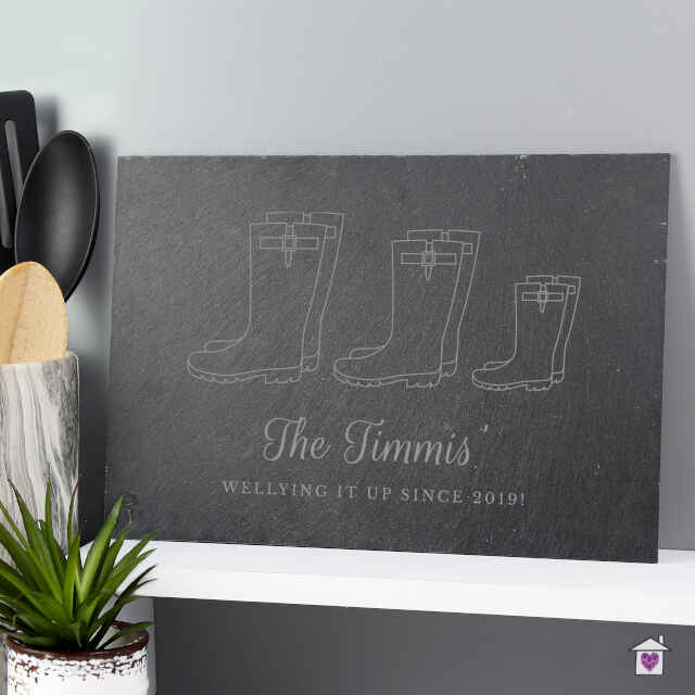 Personalised Welly Boot Family of Three Slate - Image 3