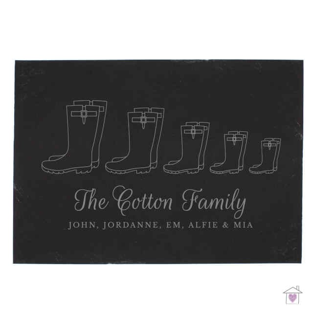 Personalised Welly Boot Family of Five Slate - Image 2
