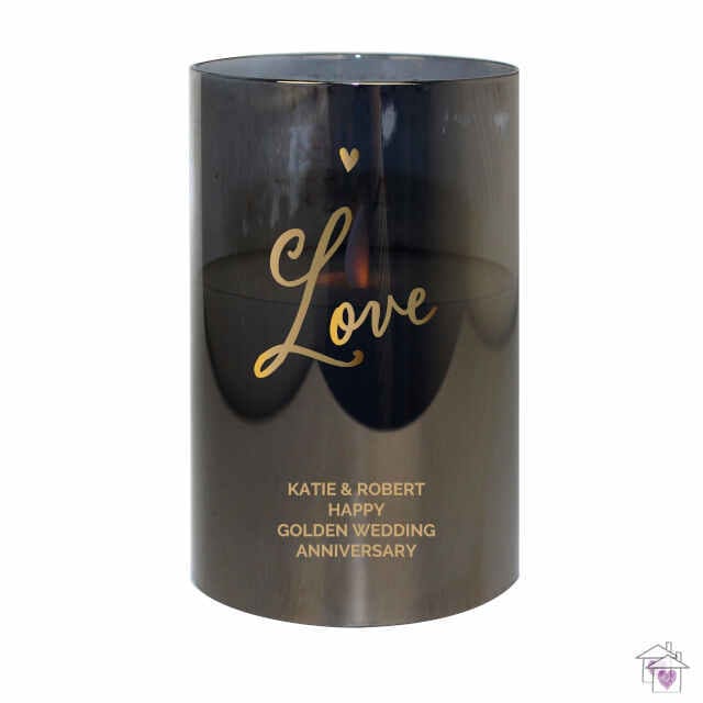 Personalised Love Smoked Glass LED Candle - Image 2