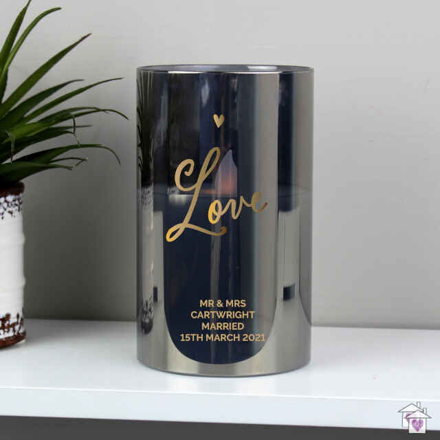 Personalised Love Smoked Glass LED Candle - Image 3