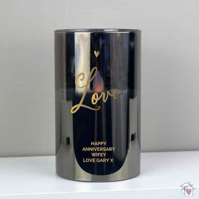 Personalised Love Smoked Glass LED Candle - Image 4