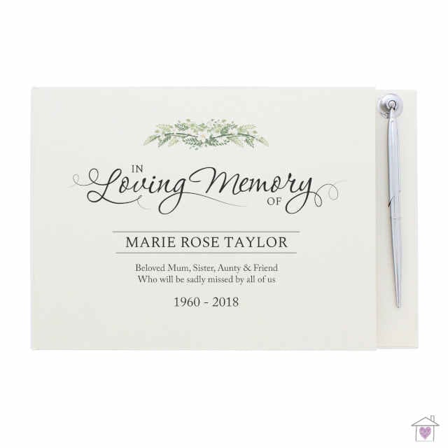 Personalised In Loving Memory Hardback Guest Book & Pen - Image 2