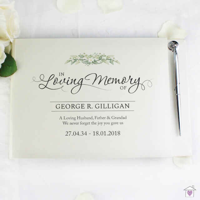 Personalised In Loving Memory Hardback Guest Book & Pen - Image 3