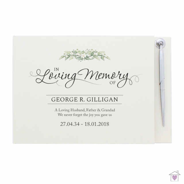 Personalised In Loving Memory Hardback Guest Book & Pen - Image 4