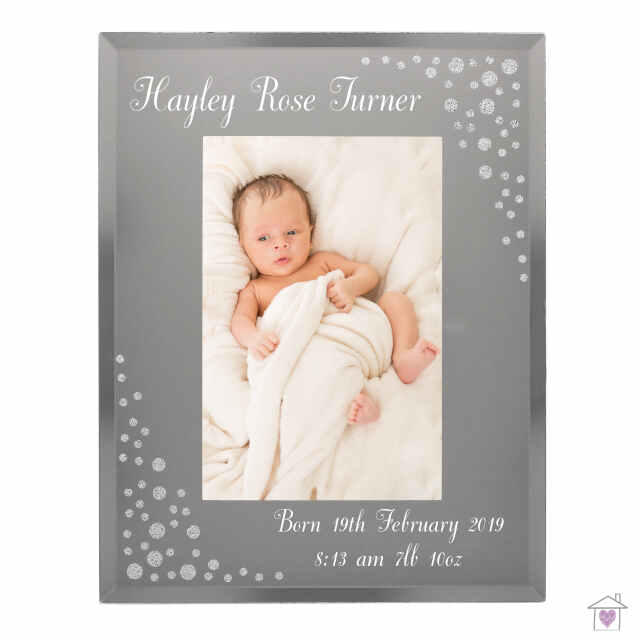 Personalised Any Message 4x6 Diamante Glass Photo Frame - Image 2