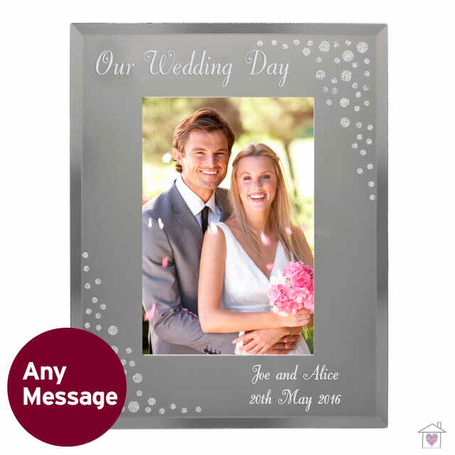Personalised Any Message 4x6 Diamante Glass Photo Frame - Image 3