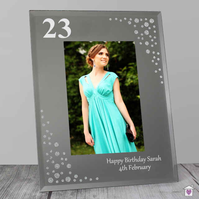 Personalised Big Age 4x6 Diamante Glass Photo Frame - Image 3