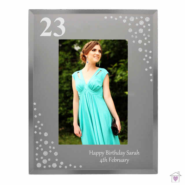Personalised Big Age 4x6 Diamante Glass Photo Frame - Image 4