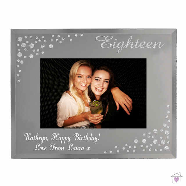 Personalised Eighteen Diamante 6x4 Glass Photo Frame - Image 3