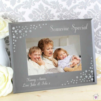 Personalised Any Message 6x4 Landscape Diamante Glass Photo Frame