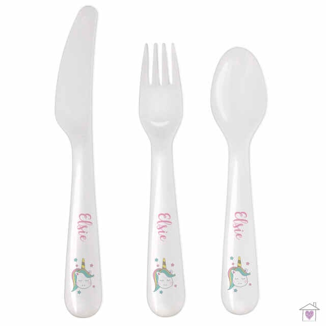 Personalised Baby Unicorn Plastic Cutlery - Image 2