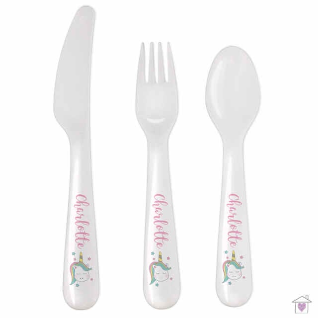 Personalised Baby Unicorn Plastic Cutlery - Image 4