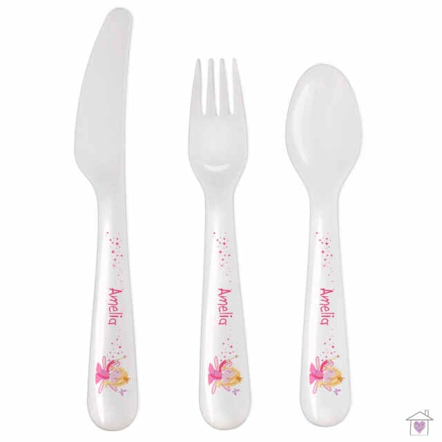 Personalised Garden Fairy 3 Piece Plastic Cutlery Set - Image 2
