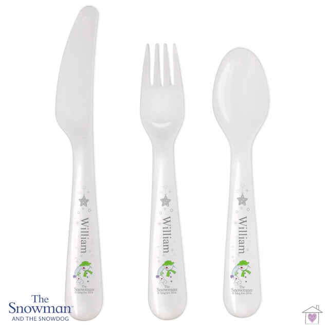 Personalised The Snowman and the Snowdog 3 Piece Plastic Cutlery Set - Image 4