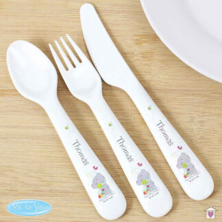 Personalised Tiny Tatty Teddy Cuddle Bug 3 Piece Plastic Cutlery Set