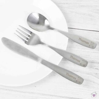 Personalised 3 Piece Teddy Cutlery Set